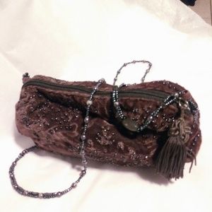 Beautiful Marco Avane Plum Velvet Beaded Clutch